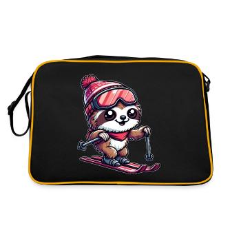 Sloth Skier Winter Vacation Fun - Retro Bag - black/gold - Back