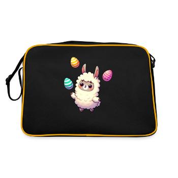 Oster Lama Schaf Jonglage, Tierische Künstler - Retro Tasche - Schwarz/Gold - Hinten