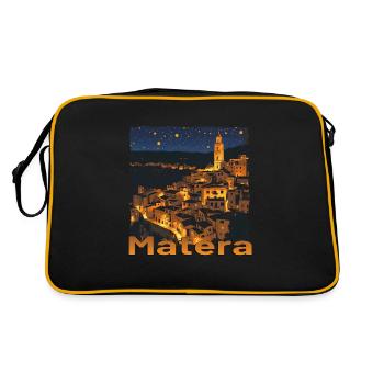 Matera, Italie, Coucher De Soleil, Nuit, Ciel Étoilé - Sac Retro - noir/or - Dos