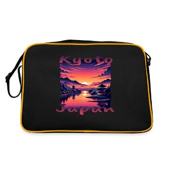 Kyoto au coucher du soleil : pagodes et rivières - Sac Retro - noir/or - Dos