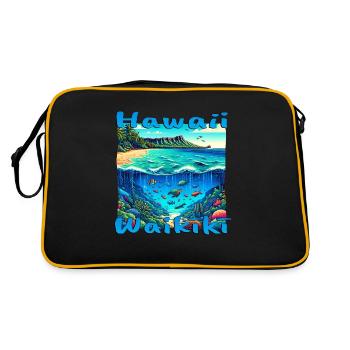 Hawaii Waikiki: Urlaub mit Tauchen & Fischen - Retro Tasche - Schwarz/Gold - Hinten