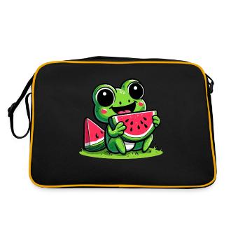 Grenouille kawaii à la pastèque - Sac Retro - noir/or - Dos