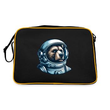 Pensive bear in outer space - Retro Bag - black/gold - Back