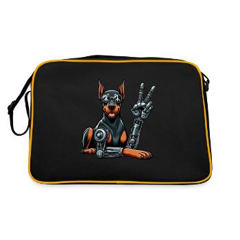 Doberman Robot Cyborg Chien Futuriste - Sac Retro - noir/or - Dos