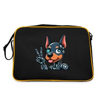 Cyborg Doberman Robot Chien Design Futuriste - Sac Retro - noir/or - Dos