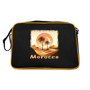 Maroc Sahara Coucher de soleil avec palmier - Sac Retro - noir/or - Dos