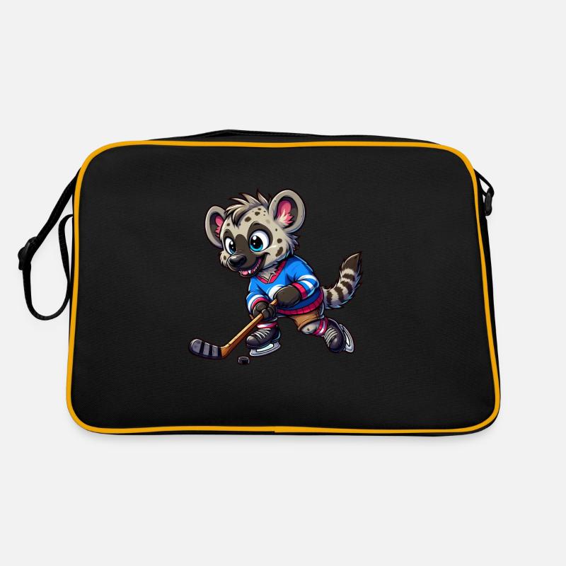 Hyäne Eishockey Spieler Comic Retro Tasche