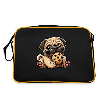 Pug Cookie Sweet Dessert Biscuit - Retro Bag - black/gold - Back