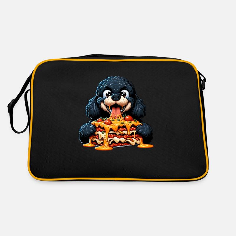 Black Poodle Loves Lasagna Comic Retro Bag
