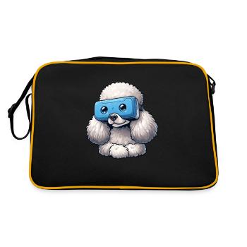 Pudel VR-Gamer: Virtuelle Welten Erkunder - Retro Tasche - Schwarz/Gold - Hinten