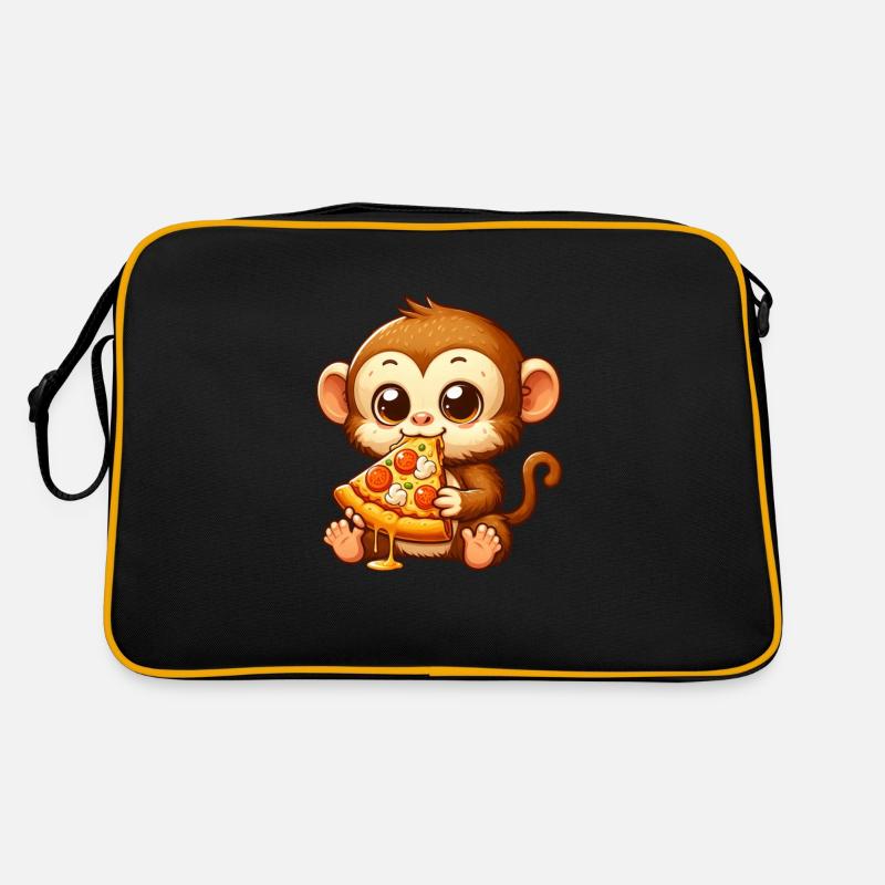 Chimpanzee enjoys pizza pizza lover Retro Bag