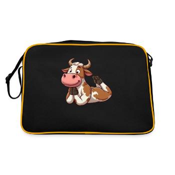 Cute Cow In Love YogaGymnastics - Retro Bag - black/gold - Back