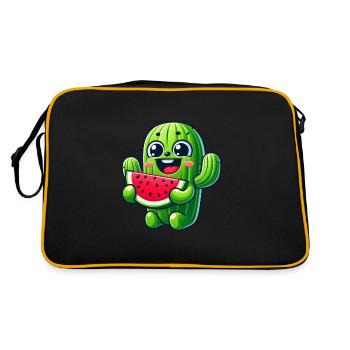 Cute Cactus Comic with Watermelon Fruity - Retro Bag - black/gold - Back