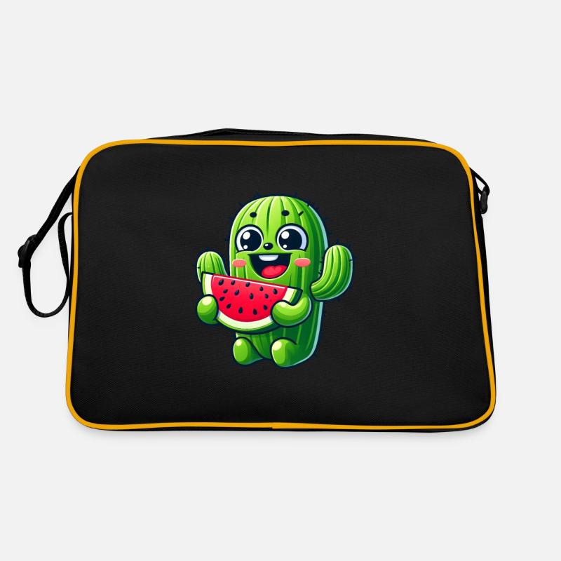 Bande dessinée mignonne de cactus avec pastèque fruitée Sac Retro