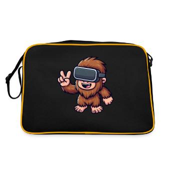 Bigfoot Sasquatch Süß Comic Cartoon VR Virtual - Retro Tasche - Schwarz/Gold - Hinten