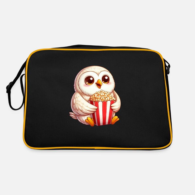 Weise Schneeeule Popcorn Kinoabend Retro Tasche