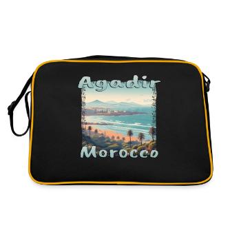 Agadir Morocco beach holiday nature palm trees - Retro Bag - black/gold - Back