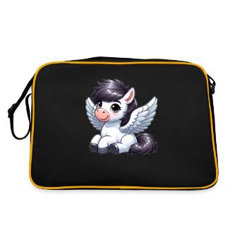 Cheval mignon en tant qu’ange dessin animé - Sac Retro - noir/or - Dos