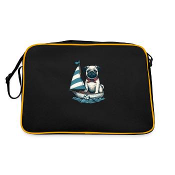 Summer Sailing Dinghy with Pug - Retro Bag - black/gold - Back
