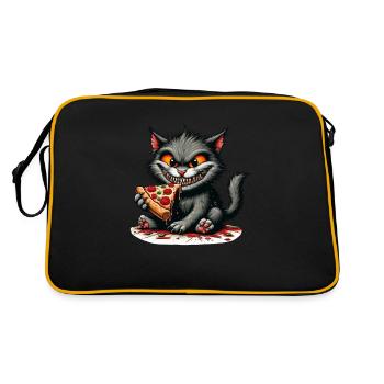 Fiese Katze Pizza Horror Sauer Mad - Retro Tasche - Schwarz/Gold - Hinten