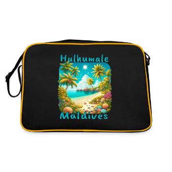 Hulhumale Maldives Summer Beach Sun Vacation - Retro Tasche - Schwarz/Gold - Hinten