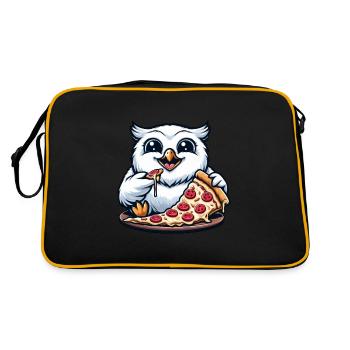 hibou harfang des neiges pizza amant de pizza drôle - Sac Retro - noir/or - Dos