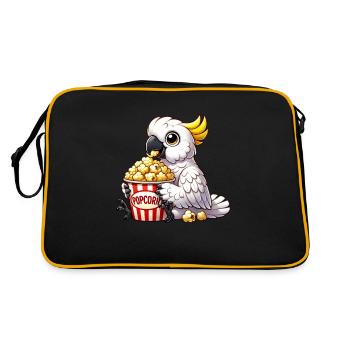 Lustiger Kakadu Paradiesvogel Popcorn Kino Spaß - Retro Tasche - Schwarz/Gold - Hinten