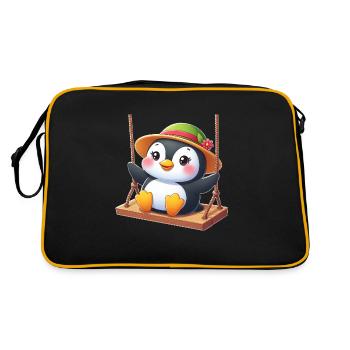 Penguin on Swing Playground Swings Fun - Retro Bag - black/gold - Back