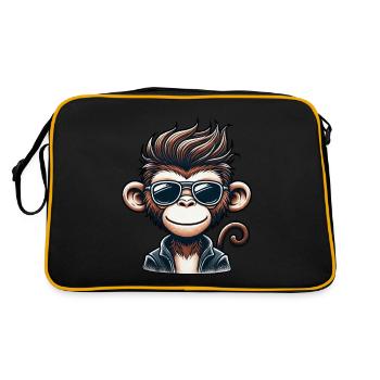 Coole Schimpanse Sonnenbrille 50er 60er Retro Affe - Retro Tasche - Schwarz/Gold - Hinten