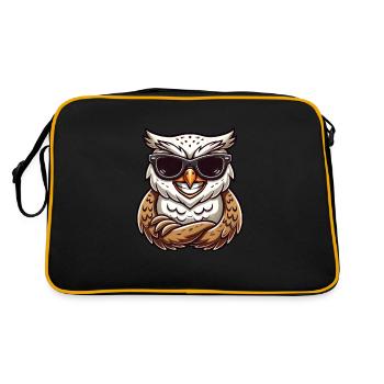 Coole Eule Sonnenbrille Grinsen Freude - Retro Tasche - Schwarz/Gold - Hinten