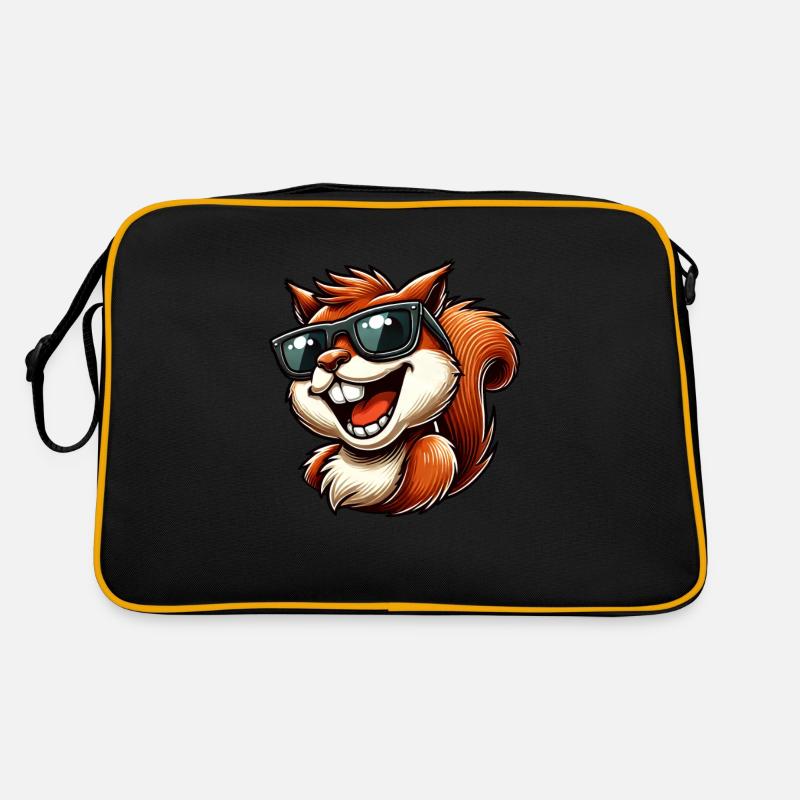 Cool squirrel with sunglasses laughing Retro Bag