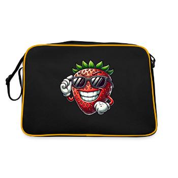Coole Erdbeere Sonnenbrille Fruchtiges Design - Retro Tasche - Schwarz/Gold - Hinten