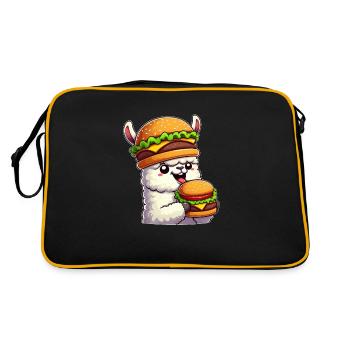 Lama Alpaga Cheeseburger Chapeau Fantaisiste - Sac Retro - noir/or - Dos