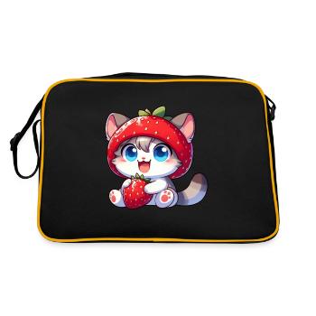 Chapeau de fruits de fraise de chat mignon fantaisiste - Sac Retro - noir/or - Dos