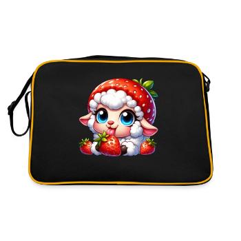 Cute Sheep Lamb Strawberry Fruit Hat Whimsical - Retro Bag - black/gold - Back