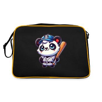 Funny Panda Playing Baseball Panda - Retro Bag - black/gold - Back