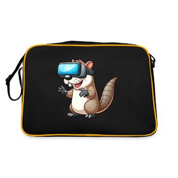 Otter VR Gamer Virtuelle Realität Science Fiction - Retro Tasche - Schwarz/Gold - Hinten