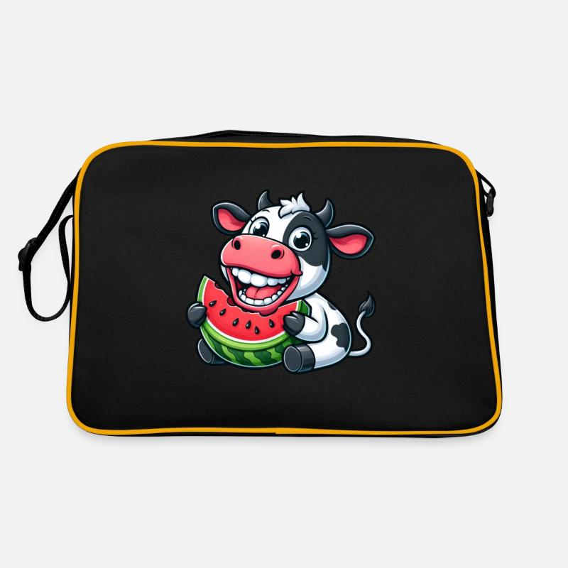 Drôle Vache Bull Bull Pastèque Été - Sac Retro - noir/or