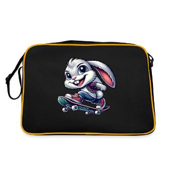 White Rabbit Skateboard Skateboarder Funny - Retro Bag - black/gold - Back