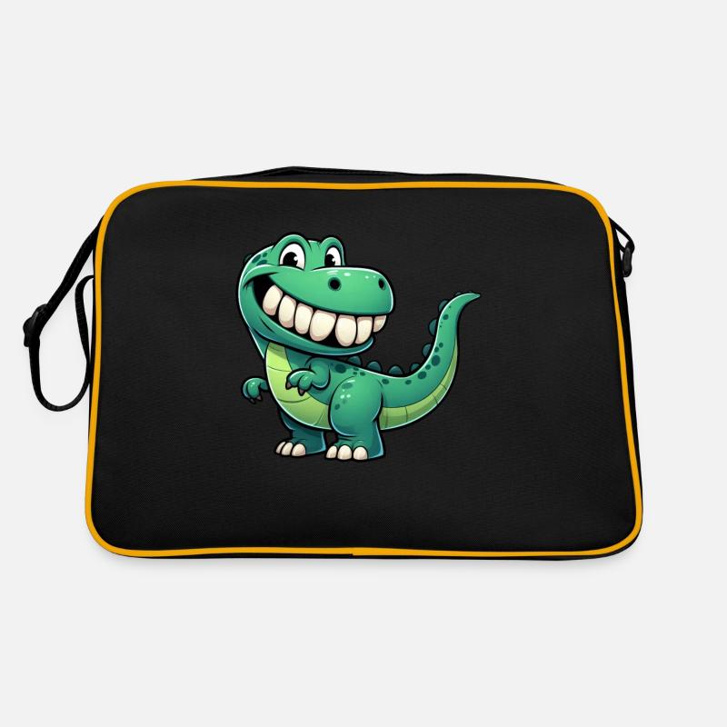 Cute T-Rex cartoon shy grinning Retro Bag