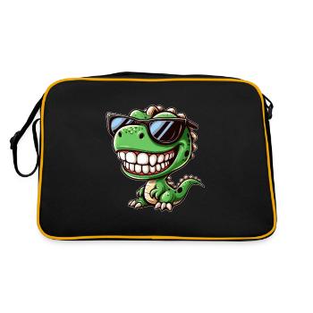 Cool dino T-rex dessin animé avec des lunettes de soleil - Sac Retro - noir/or - Dos