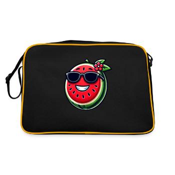 Coole Wassermelone mit Sonnenbrille fruchtig - Retro Tasche - Schwarz/Gold - Hinten