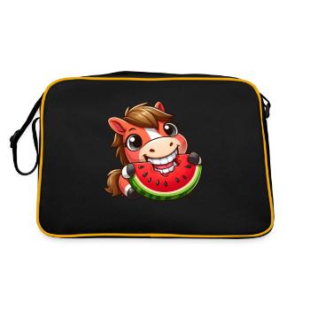 Cheval cool avec pastèque Bande dessinée d’été - Sac Retro - noir/or - Dos
