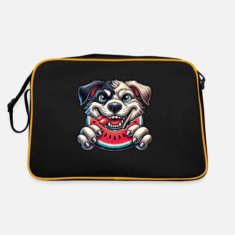 Lustiger Labrador mit Wassermelone Cartoon Sommer Retro Tasche