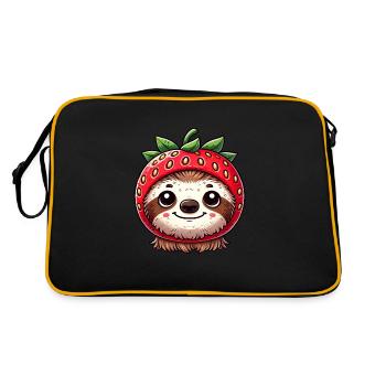 Cute sloth with strawberry and hat whimsical - Retro Bag - black/gold - Back