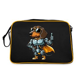 Teckel Robot Cyborg Sci-Fi Chien Mech Design - Sac Retro - noir/or - Dos