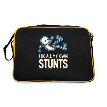 Lustiger Stuntman Parcours Spruch Stunts Kinder - Retro Tasche - Schwarz/Gold - Hinten