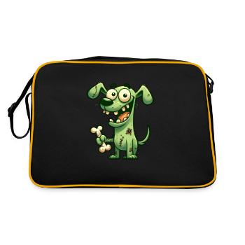 Halloween chien drôle zombie dessin animé - Sac Retro - noir/or - Dos