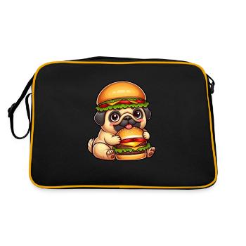 chien carlin hamburger chapeau fantaisiste rapide - Sac Retro - noir/or - Dos