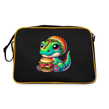 T-Rex Dinosaur Pumpkin Hat Whimsical Design - Retro Bag - black/gold - Back